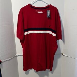 Nautica Red and White Short Sleeve Tee